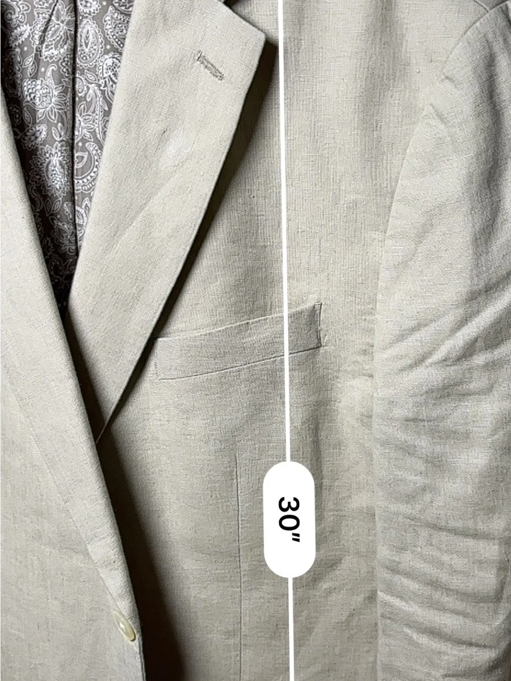 Lauren Ralph Lauren Men’s Linen Blend Sport Coat Blazer Beige Paisley Lining